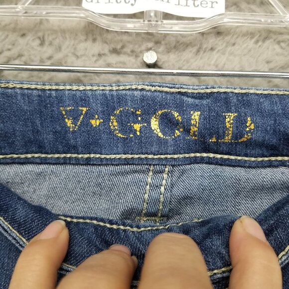 Vigold Jeans Girls 16 1/2 Plus Blue Straight Floral Embroidered Denim *Read* - Picture 4 of 15